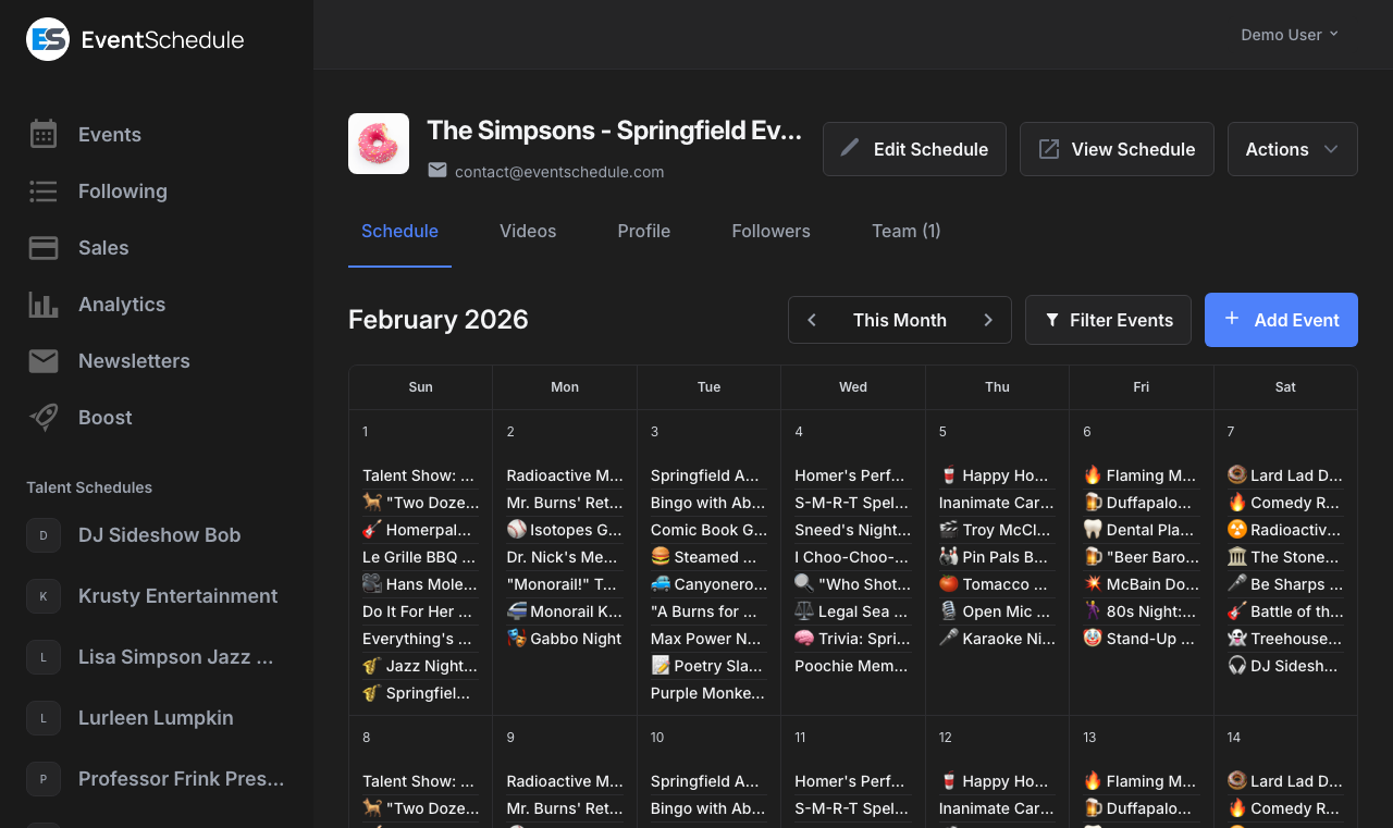 Schedule event list view
