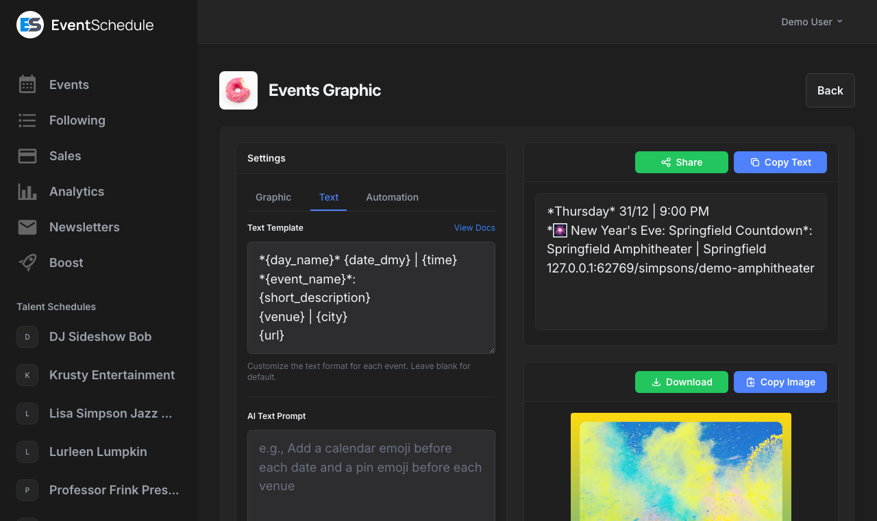 Event graphics settings
