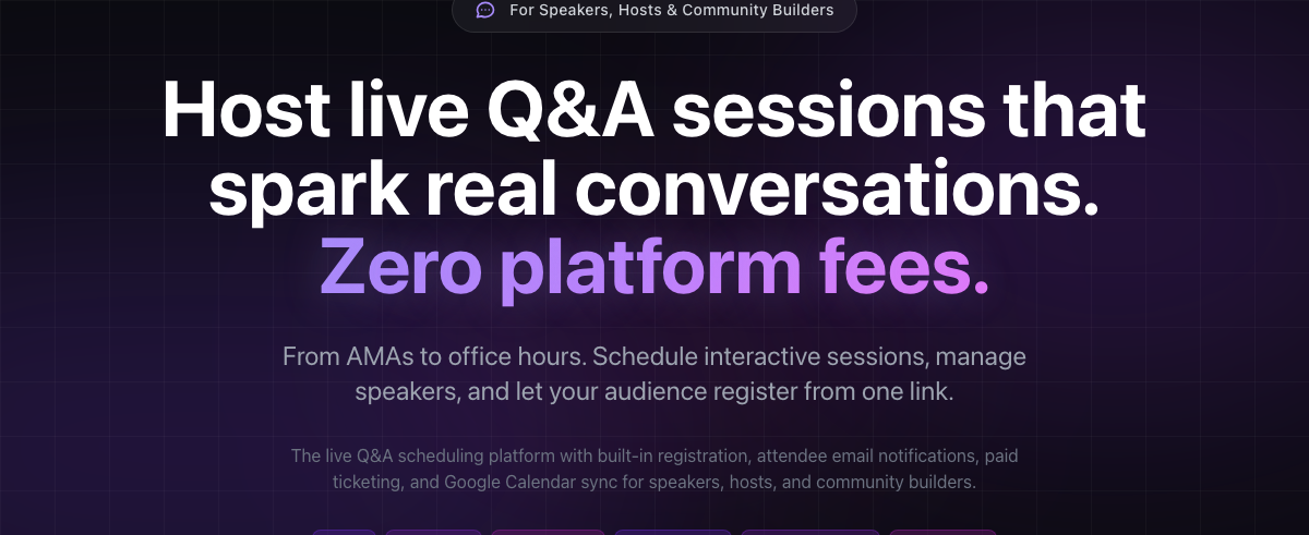 Sessions Best Free In Free Event Schedule for Live Q&A Sessions | Hosting Software